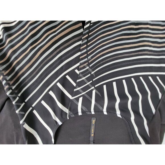 IC by Connie K Womens Black White Mixed Striped Asymmetrical Tunic Top Medium - Picture 8 of 8